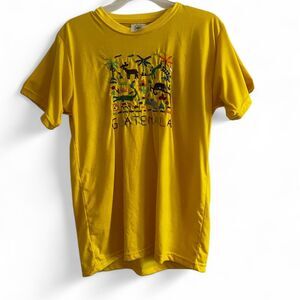 Medium Artisanal handmade Yellow Guatemala embroidered cotton t-shirt